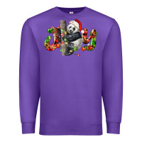 Purple panda joy christmas Premium Sweatshirt - LillyAllenDesigns