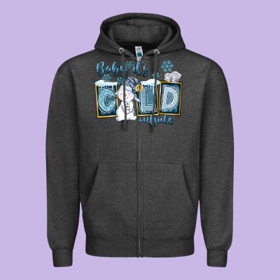 Baby It's Cold Outside Zipper Hoodie Designed By Fadigitalartstudio