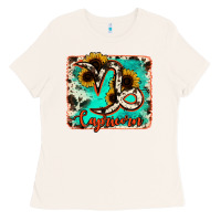Bone capricorn turquoise cowhide Ladies Tee - RanaPortraitStore