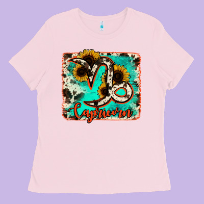 Capricorn Turquoise Cowhide Ladies Tee Designed By Ranaportraitstore