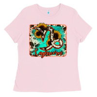 Bubblegum Pink capricorn turquoise cowhide Ladies Tee - RanaPortraitStore