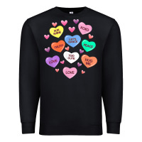 Black womens valentine candy heart valentines day vneck Premium Sweatshirt - tuanDangUi