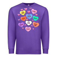 Purple womens valentine candy heart valentines day vneck Premium Sweatshirt - tuanDangUi