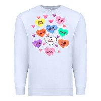 White womens valentine candy heart valentines day vneck Premium Sweatshirt - tuanDangUi