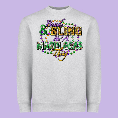 Beads And Bling It's' A Mardi Gras Thing Heavyweight Sweatshirt Designed By Fadigitalartstudio