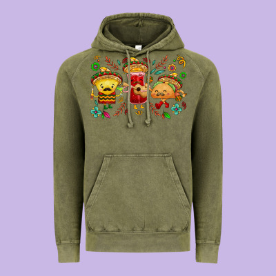Mexican Taco Nacho And Souce Vintage Hoodie Designed By Nancycooperartshop
