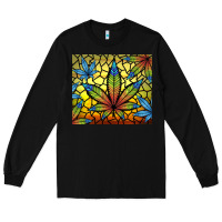 Black stained glass weed Long Sleeve Tee - TumblerDesignByShophia