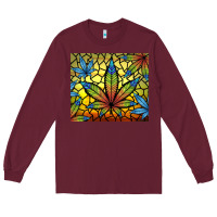 Burgundy stained glass weed Long Sleeve Tee - TumblerDesignByShophia