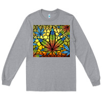 Heather Grey stained glass weed Long Sleeve Tee - TumblerDesignByShophia