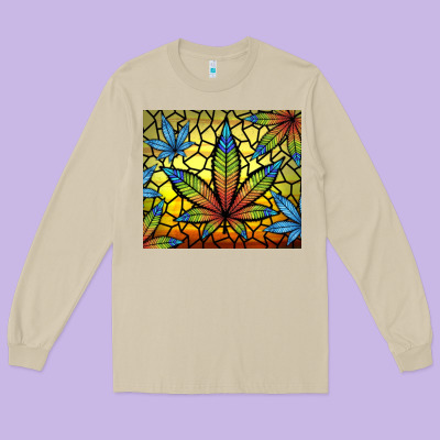 Stained Glass Weed Long Sleeve Tee Designed By Tumblerdesignbyshophia