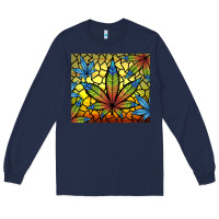 Navy stained glass weed Long Sleeve Tee - TumblerDesignByShophia