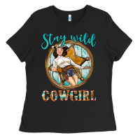 Black Western Stay Wild Cowgirl Ladies Tee - BundleAndBundleShop
