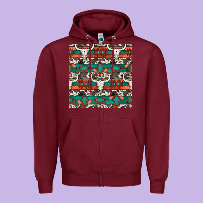 Native American Aztec Seamless Pattern 3 Zipper Hoodie Designed By Bundleandbundleshop