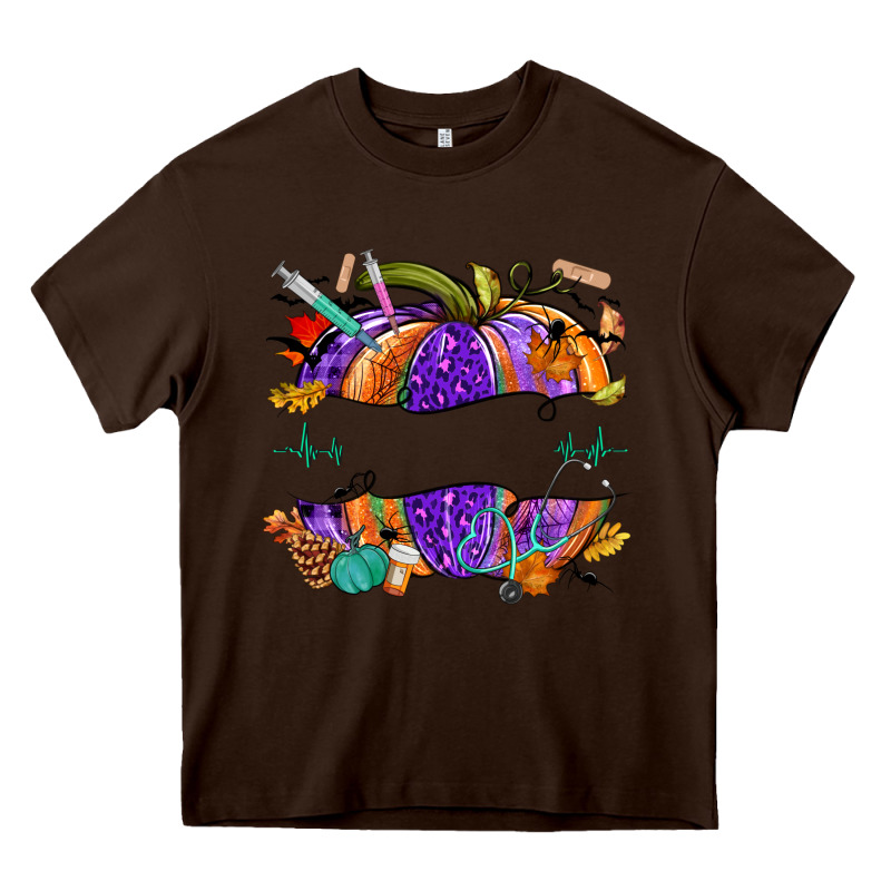 Halloween Nurse Pumpkin Custom Name Heavy Core Tee by NancyCooperArtShop | Teevron