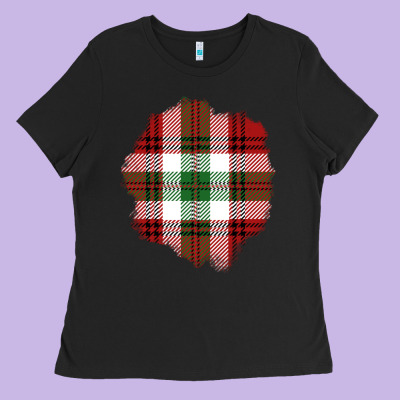 Christmas Tartan Patch Ladies Tee Designed By Bundleandbundleshop