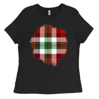 Black Christmas Tartan Patch Ladies Tee - BundleAndBundleShop