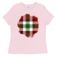 Bubblegum Pink Christmas Tartan Patch Ladies Tee - BundleAndBundleShop