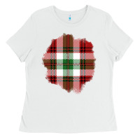 White Christmas Tartan Patch Ladies Tee - BundleAndBundleShop