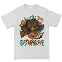 Dove Grey Western Cowboy Portrait With Cactus Premium Tee - BundleAndBundleShop