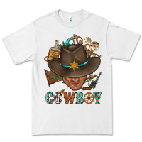 White Western Cowboy Portrait With Cactus Premium Tee - BundleAndBundleShop