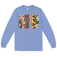 Colony Blue Easter Brushstroke With Quail Eggs Daisy And Bunny Long Sleeve Tee - RanaPortraitStore