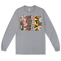 Heather Grey Easter Brushstroke With Quail Eggs Daisy And Bunny Long Sleeve Tee - RanaPortraitStore