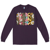Plum Easter Brushstroke With Quail Eggs Daisy And Bunny Long Sleeve Tee - RanaPortraitStore
