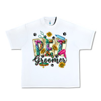 White Western Pet Groomer Urban Heavy Tee - texasbilliewilder
