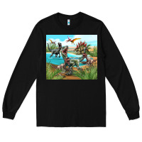 Black dinosaurs Long Sleeve Tee - TumblerDesignByShophia