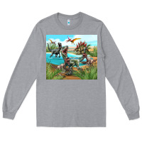 Heather Grey dinosaurs Long Sleeve Tee - TumblerDesignByShophia