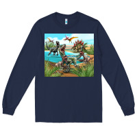 Navy dinosaurs Long Sleeve Tee - TumblerDesignByShophia