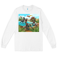 White dinosaurs Long Sleeve Tee - TumblerDesignByShophia