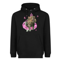 Black Baby Hippo With Tutu Heavyweight Hoodie - LillyAllenDesigns