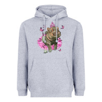 Heather Grey Baby Hippo With Tutu Heavyweight Hoodie - LillyAllenDesigns