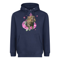 Navy Baby Hippo With Tutu Heavyweight Hoodie - LillyAllenDesigns