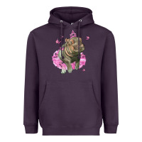 Plum Baby Hippo With Tutu Heavyweight Hoodie - LillyAllenDesigns