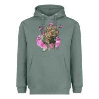 Sage Baby Hippo With Tutu Heavyweight Hoodie - LillyAllenDesigns