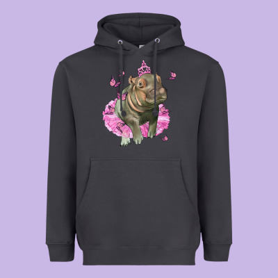 Baby Hippo With Tutu Heavyweight Hoodie Designed By Lillyallendesigns