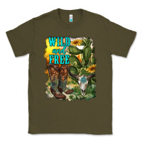 Army Green wild and free cowgirl boots Classic Tee - RanaPortraitStore