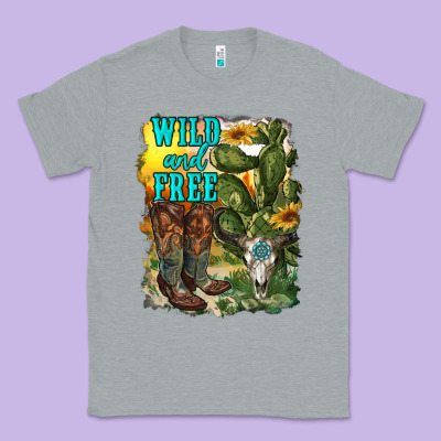 Wild And Free Cowgirl Boots Classic Tee Designed By Ranaportraitstore