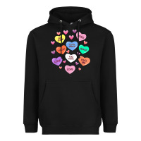 Black womens valentine candy heart valentines day vneck Heavyweight Hoodie - tuanDangUi