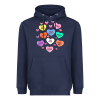 Navy womens valentine candy heart valentines day vneck Heavyweight Hoodie - tuanDangUi