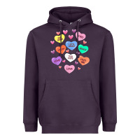 Plum womens valentine candy heart valentines day vneck Heavyweight Hoodie - tuanDangUi