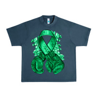 Midnight Navy Emerald green ribbon Liver Cancer boxing gloves Urban Heavy Tee - NancyCooperArtShop