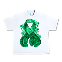 White Emerald green ribbon Liver Cancer boxing gloves Urban Heavy Tee - NancyCooperArtShop