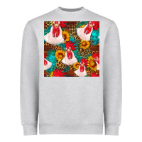 Heather Grey western  chicken with sunflowers seamless pattern Heavyweight Sweatshirt - FaDigitalArtStudio