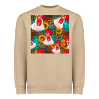 Mushroom western  chicken with sunflowers seamless pattern Heavyweight Sweatshirt - FaDigitalArtStudio