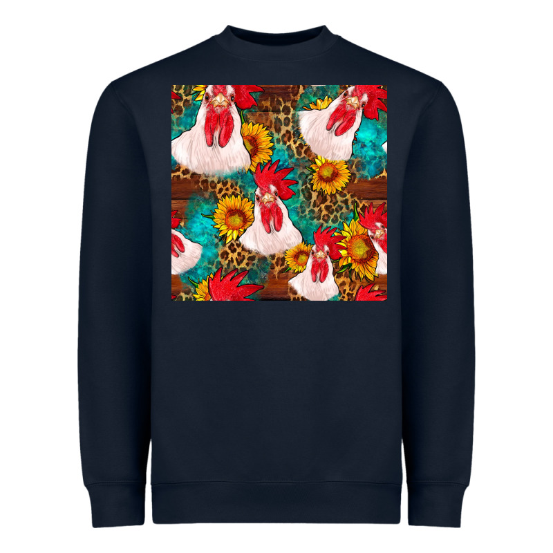 Western  Chicken With Sunflowers Seamless Pattern Heavyweight Sweatshirt by FaDigitalArtStudio | Teevron