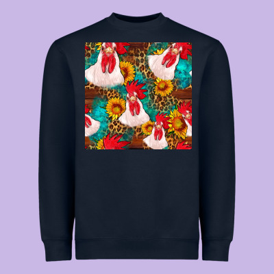 Western  Chicken With Sunflowers Seamless Pattern Heavyweight Sweatshirt Designed By Fadigitalartstudio