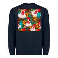 Navy western  chicken with sunflowers seamless pattern Heavyweight Sweatshirt - FaDigitalArtStudio
